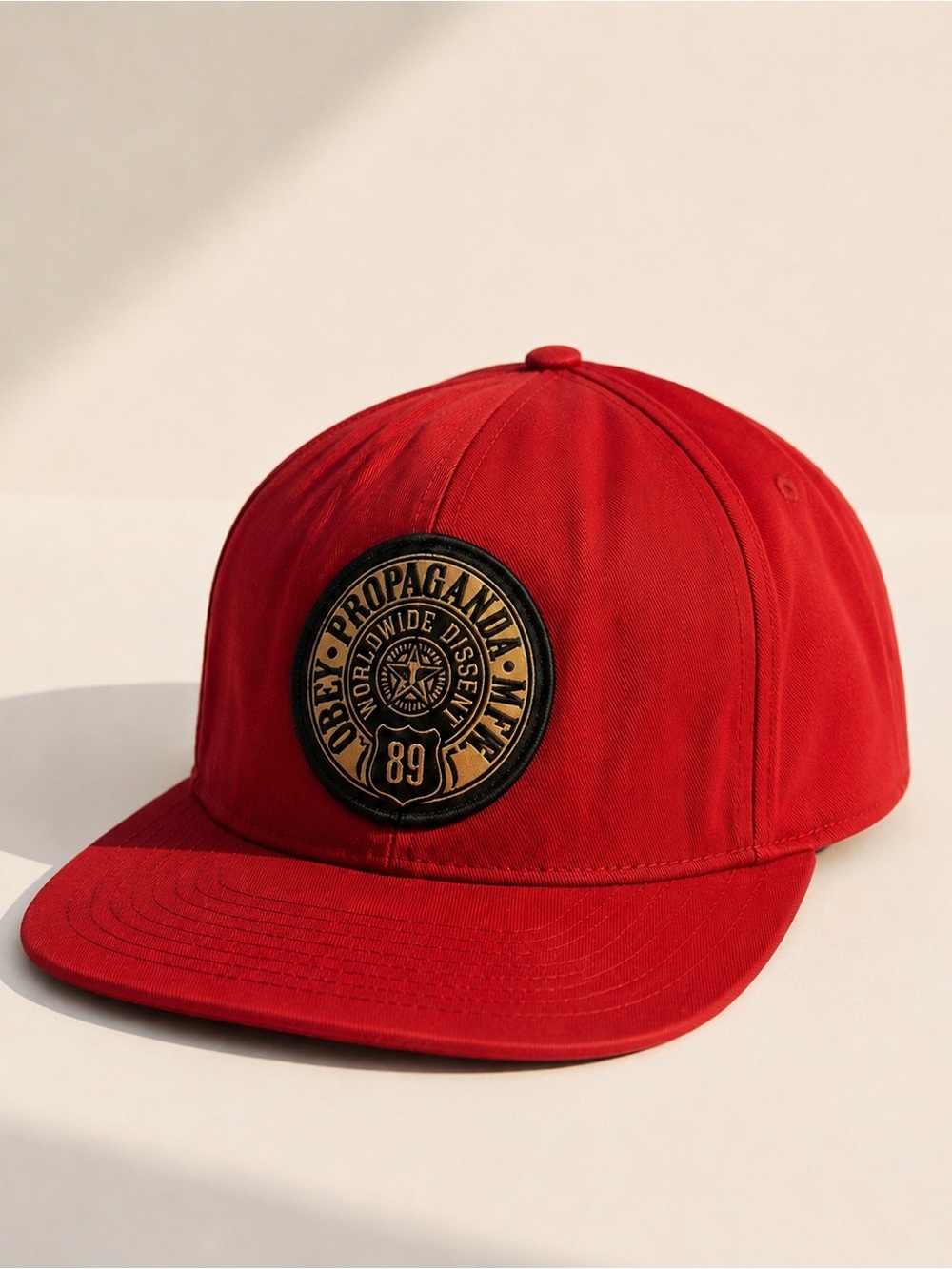 Obey Propaganda Red Snapback Hat Worldwide Dissent 89 Streetwear Cap